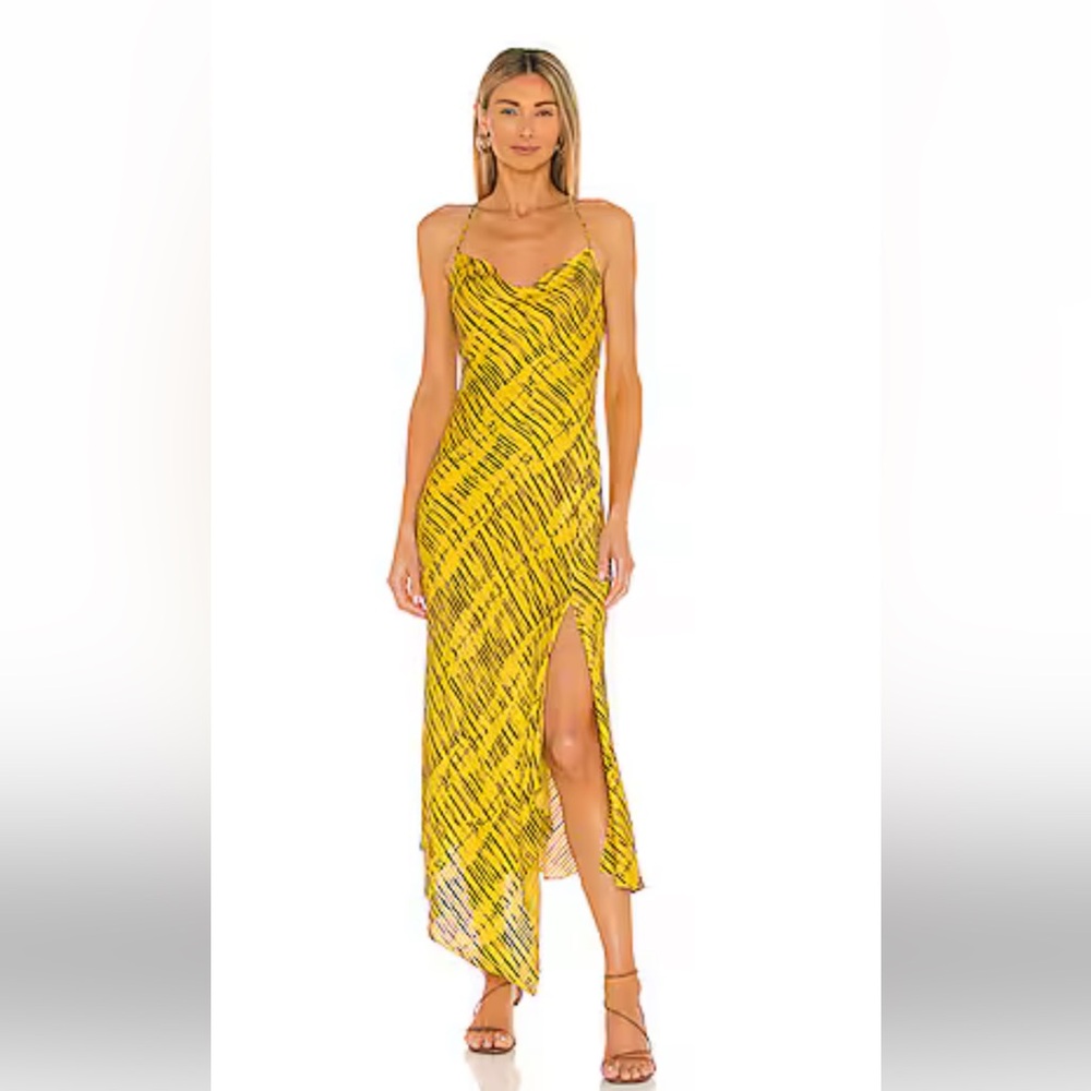 Alice and Olivia Harmony Slip Dress Sun Drenched Sunbeam